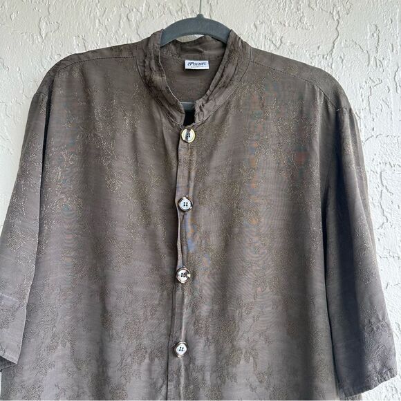 BRYN WALKER Shirt Top Womens Size Medium Embroidered Boho Pockets Lagenlook - Picture 2 of 7